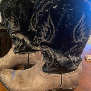 Men's Black and Brown Cowboy Boots